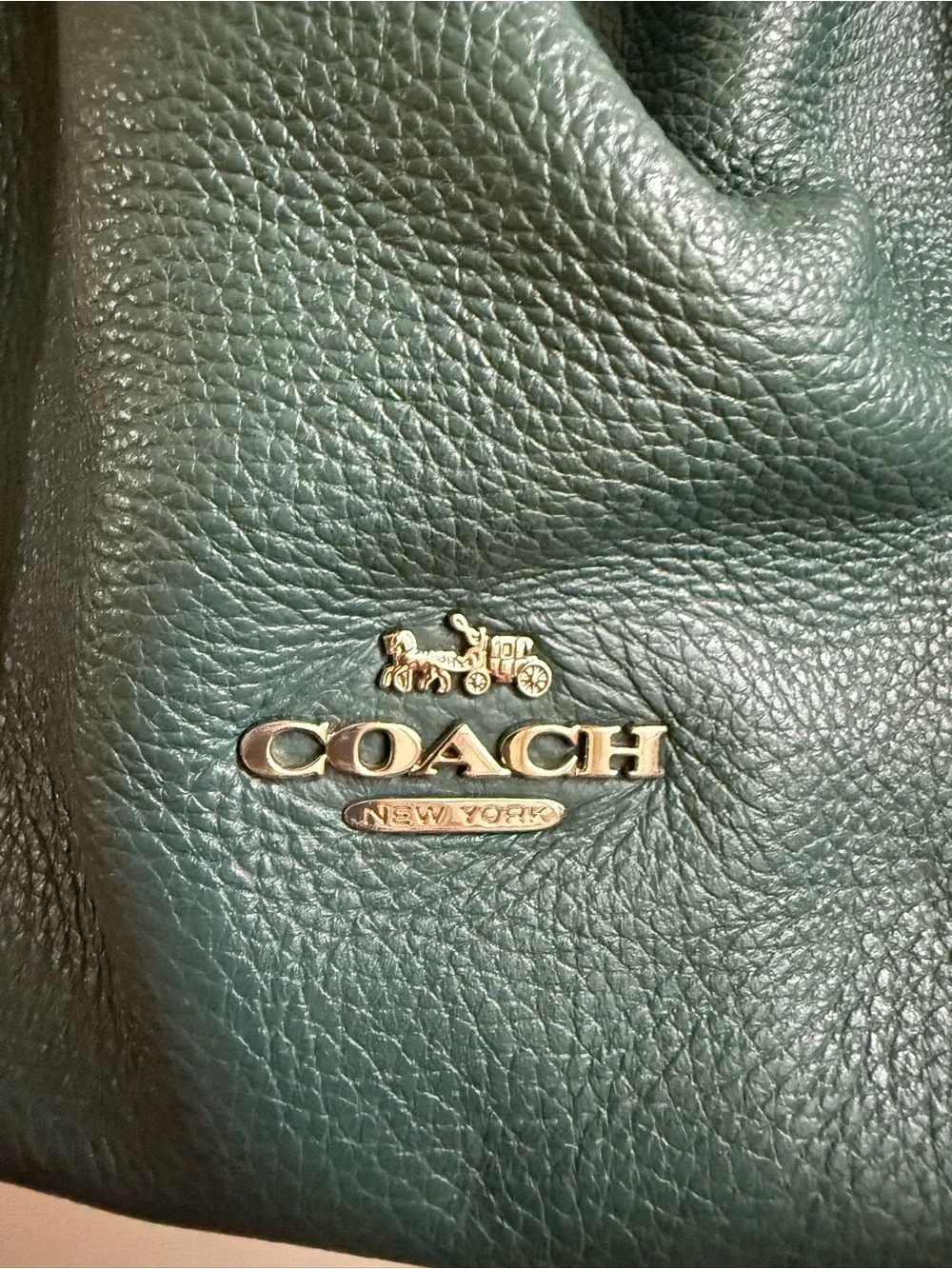Coach Pebbled Leather Hobo Bag in Dark Green